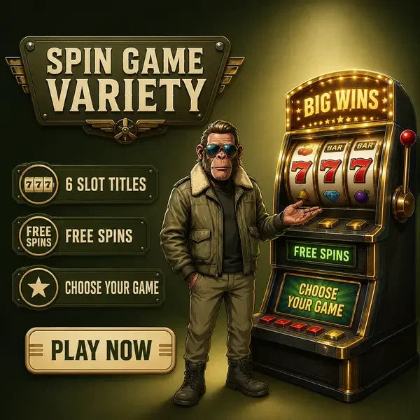 Pilot gesturing toward glowing slot machine at Gates of Olympus and Alternative Spin Games free spins